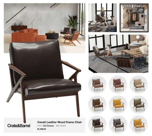 Digital twin example: Branded chair model in various colors within Floorplanner