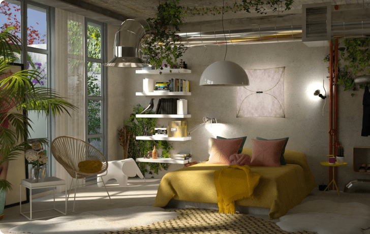 An example of a 3D render made by Floorplanner